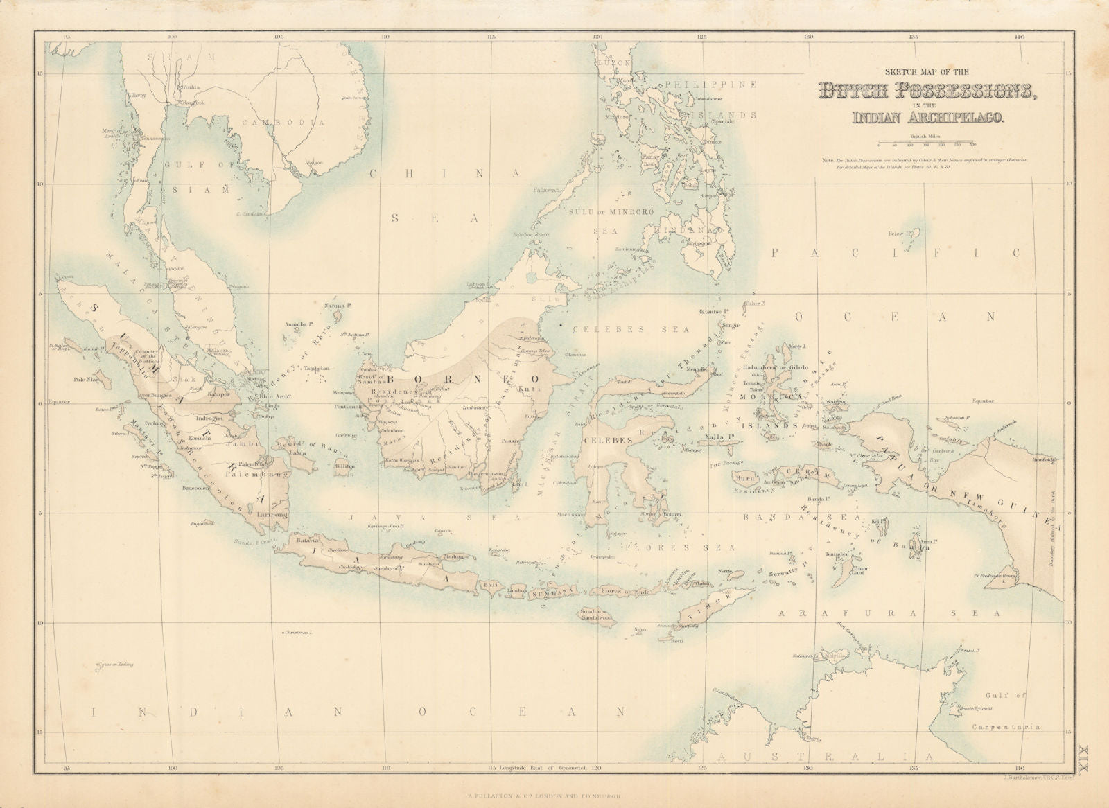 Sketch Map of the Dutch Possessions in the Indian Archipelago. Indonesia c1863